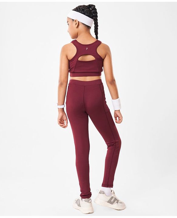 Pine Active High Stretch Breathable Solid Color Sports Bra And Legging Set - Purple