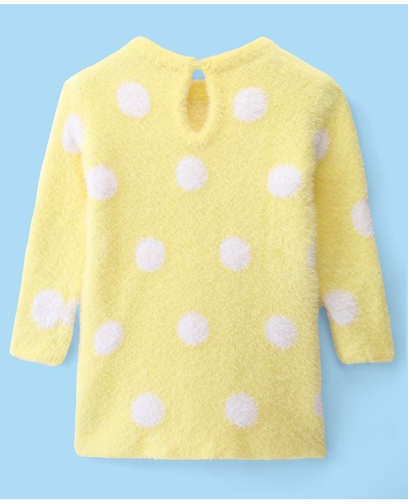Babyhug Knit Full Sleeves Woollen Dress Polka Dot Design - Yellow
