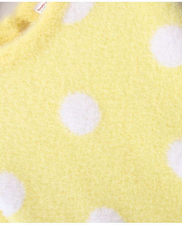 Babyhug Knit Full Sleeves Woollen Dress Polka Dot Design - Yellow