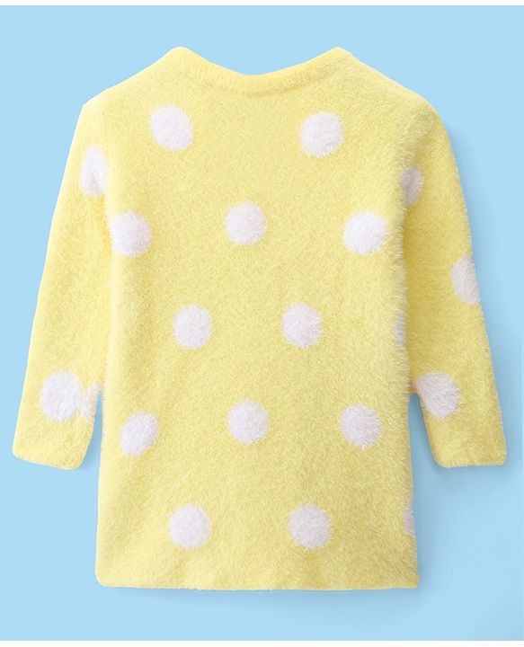 Babyhug Knit Full Sleeves Woollen Dress Polka Dot Design - Yellow