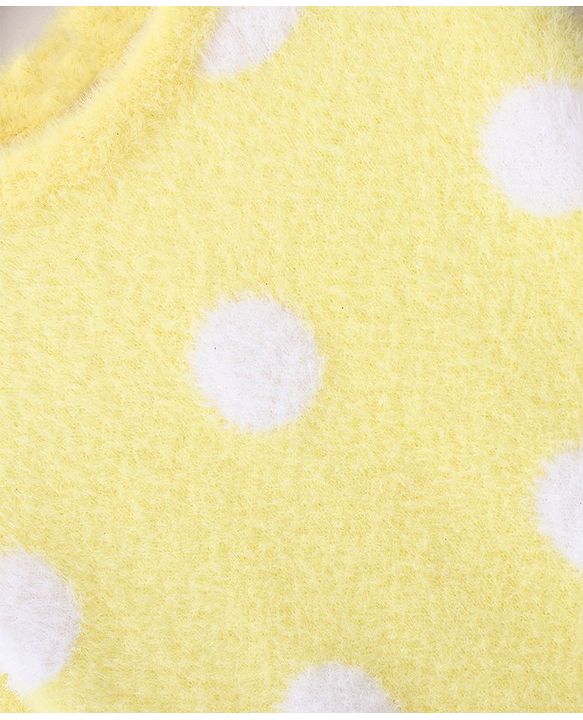Babyhug Knit Full Sleeves Woollen Dress Polka Dot Design - Yellow