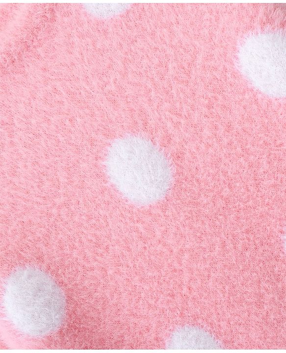 Babyhug Knit Full Sleeves Woollen Dress Polka Dot Design - Pink