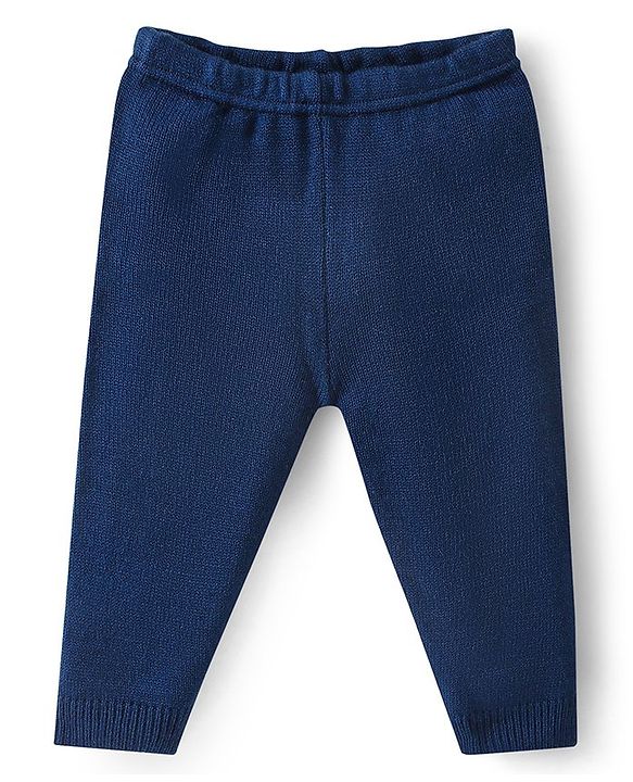 Babyhug Knitted Full Sleeves Sweater Set with Intarsia Design - Navy Blue