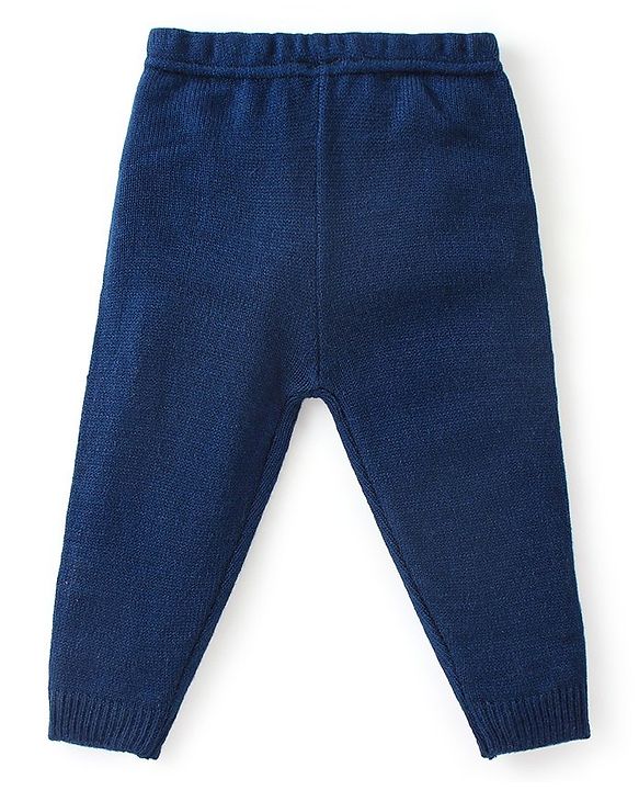 Babyhug Knitted Full Sleeves Sweater Set with Intarsia Design - Navy Blue