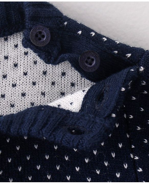 Babyhug Knitted Full Sleeves Floral Design Sweater Set -Multicolour