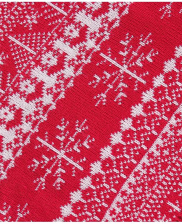 Babyhug Knitted Full Sleeves Snow Design Sweater Set - Red