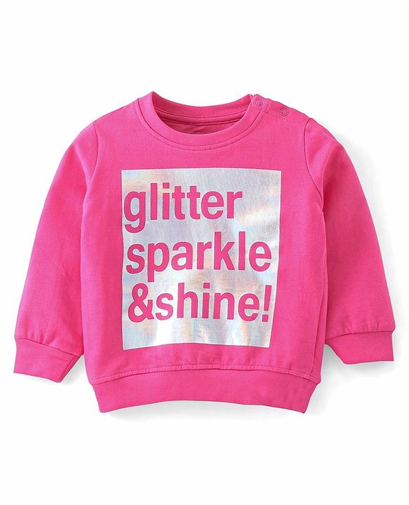 Babyhug Cotton Knit Full Sleeves T-Shirt & Lounge Pant Set Text Printed - Pink