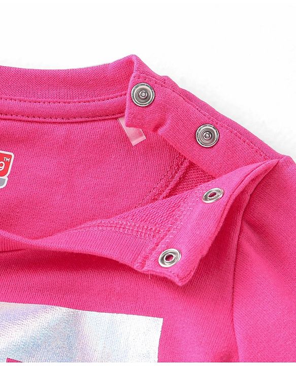 Babyhug Cotton Knit Full Sleeves T-Shirt & Lounge Pant Set Text Printed - Pink