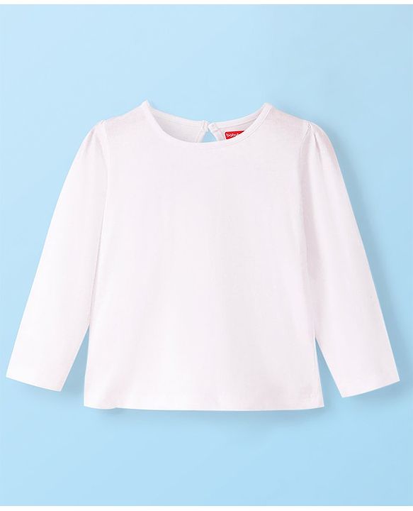 Babyhug 100% Cotton Knit Dungarees With Full Sleeves T-Shirt Floral Print - White & Pink