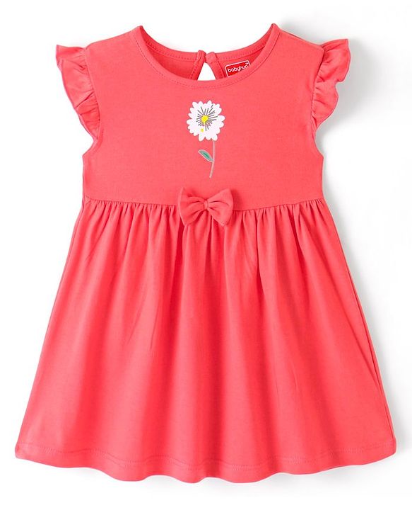 Babyhug Cotton Knit  Half Frill Sleeves Frocks Apple Print Pack of 2 - Multicolor