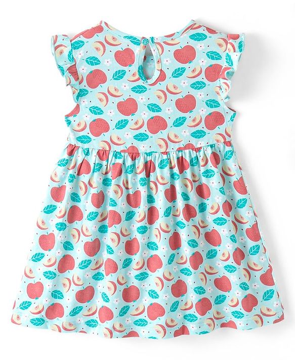 Babyhug Cotton Knit  Half Frill Sleeves Frocks Apple Print Pack of 2 - Multicolor