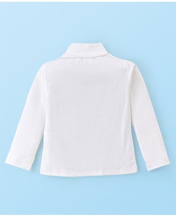 Babyhug Cotton Knit Full Sleeves Skivi Top and Skirt with Suspenders Snow Flake Print - White & Red