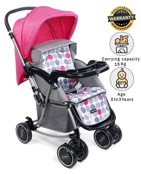 Babyhug 2 in 1 Rock and Roll Stroller Cum Rocker - Grey Pink