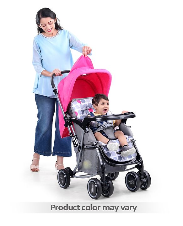 Babyhug 2 in 1 Rock and Roll Stroller Cum Rocker - Grey Pink