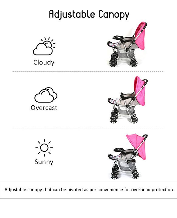 Babyhug 2 in 1 Rock and Roll Stroller Cum Rocker - Grey Pink