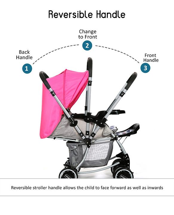 Babyhug 2 in 1 Rock and Roll Stroller Cum Rocker - Grey Pink
