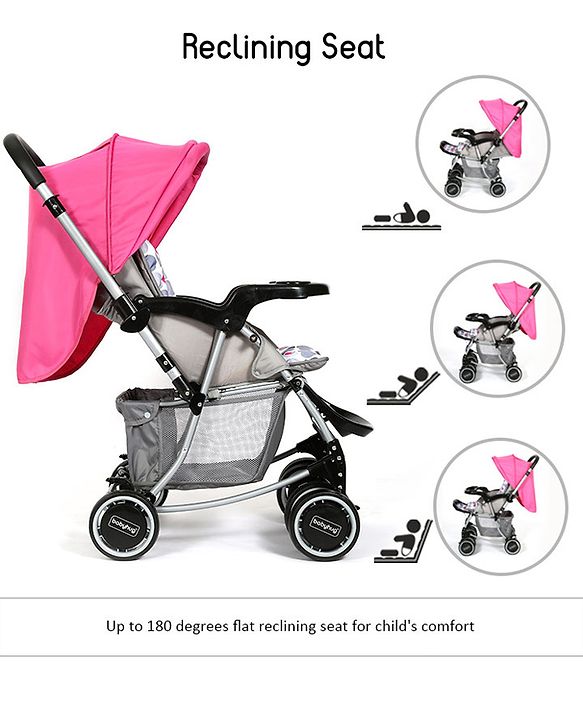 Babyhug 2 in 1 Rock and Roll Stroller Cum Rocker - Grey Pink