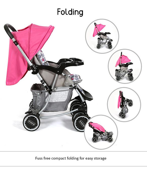 Babyhug 2 in 1 Rock and Roll Stroller Cum Rocker - Grey Pink