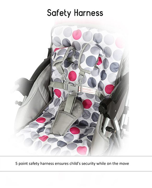 Babyhug 2 in 1 Rock and Roll Stroller Cum Rocker - Grey Pink