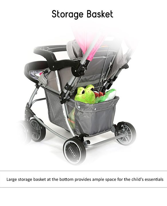 Babyhug 2 in 1 Rock and Roll Stroller Cum Rocker - Grey Pink