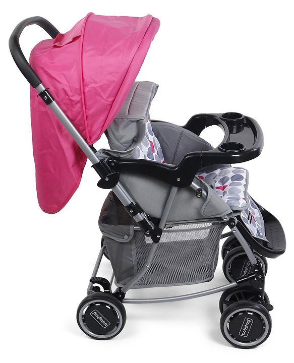Babyhug 2 in 1 Rock and Roll Stroller Cum Rocker - Grey Pink