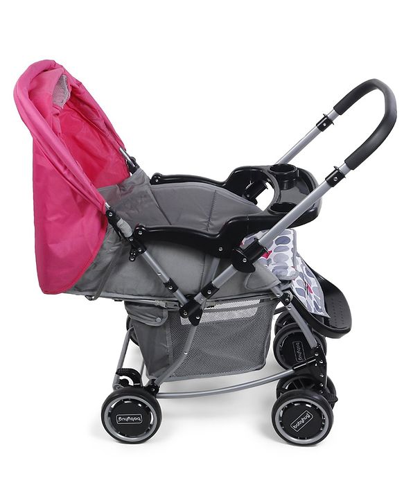 Babyhug 2 in 1 Rock and Roll Stroller Cum Rocker - Grey Pink