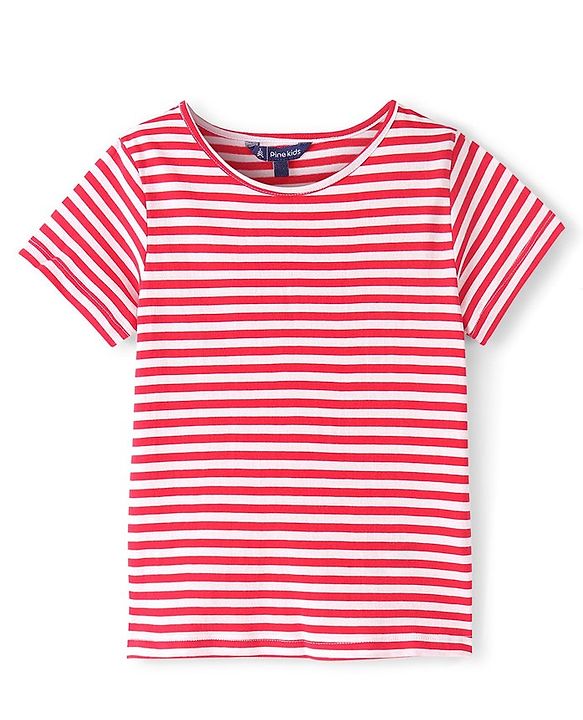 Pine Kids Denim Floral Embroidered Dungaree with Striped Half Sleeve Inner Tee - Multicolor