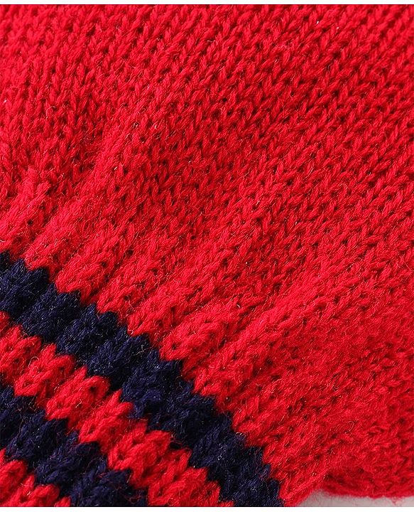 Pine Kids Knitted Striped Design Gloves Pair of 3 - Navy Blue Red & Black