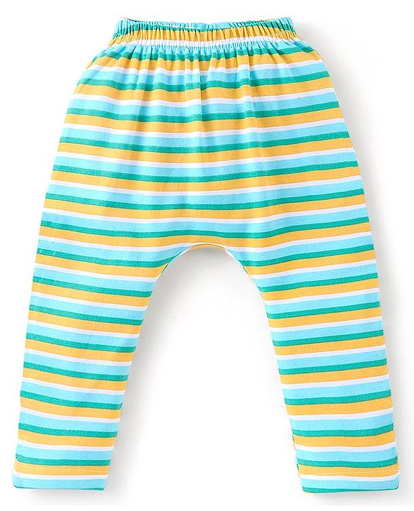 Babyhug 100% Cotton Onesies with Leggings and Cap Mittens Booties With Frog Print & Striped - Yellow & Green