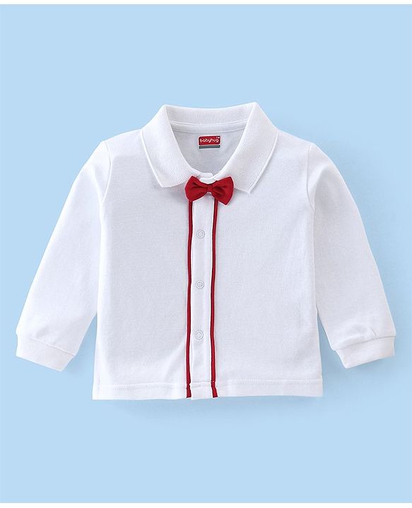 Babyhug Cotton Full Sleeves Romper Solid Colour - Navy Blue & White