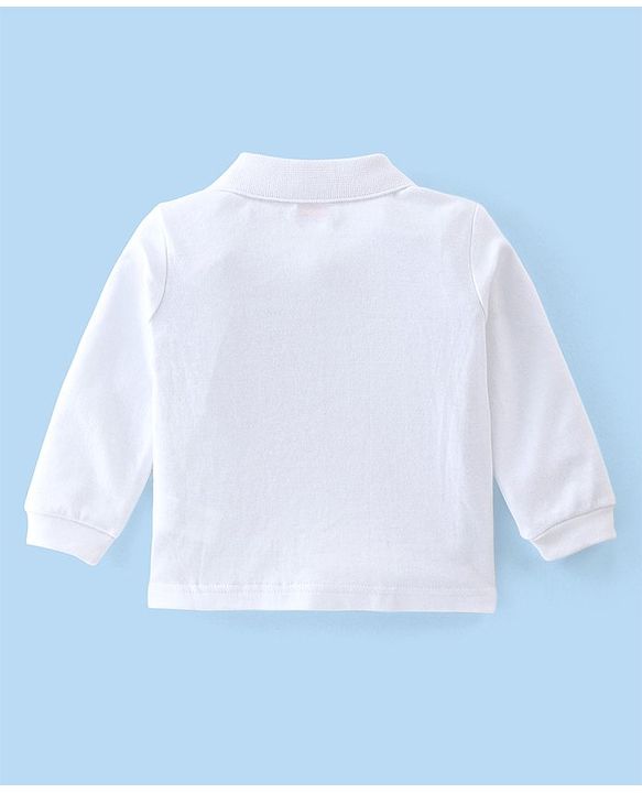Babyhug Cotton Full Sleeves Romper Solid Colour - Navy Blue & White