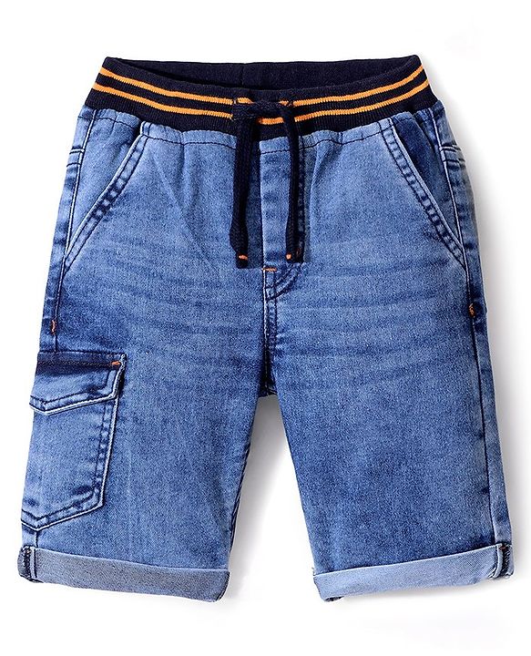 Babyhug Denim Knee Length Washed Jamaican - Blue