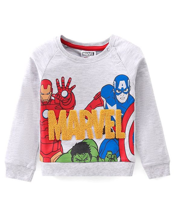 Babyhug Full Sleeves T-Shirt & Lounge Pant Marvel Print - White & Maroon