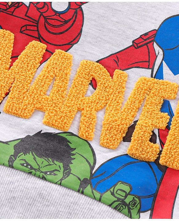 Babyhug Full Sleeves T-Shirt & Lounge Pant Marvel Print - White & Maroon