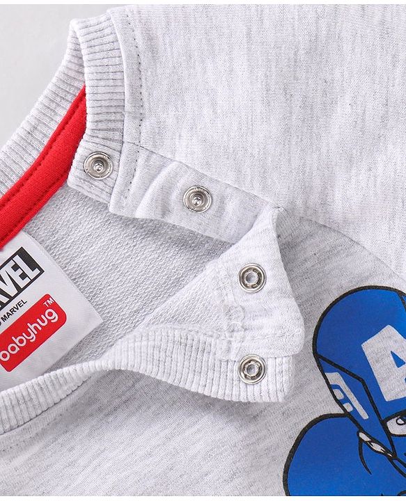 Babyhug Full Sleeves T-Shirt & Lounge Pant Marvel Print - White & Maroon