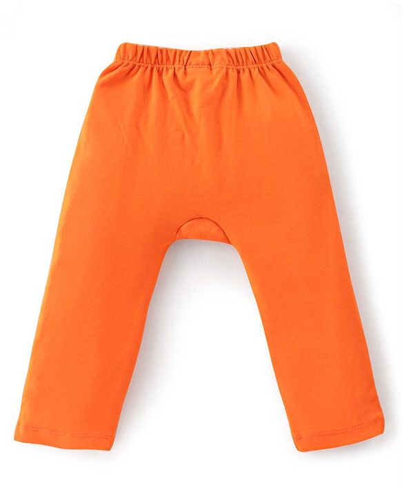 Babyhug Cotton Knit Full Length Striped & Koala Print Diaper Pants Pack of 3 - Orange & Green