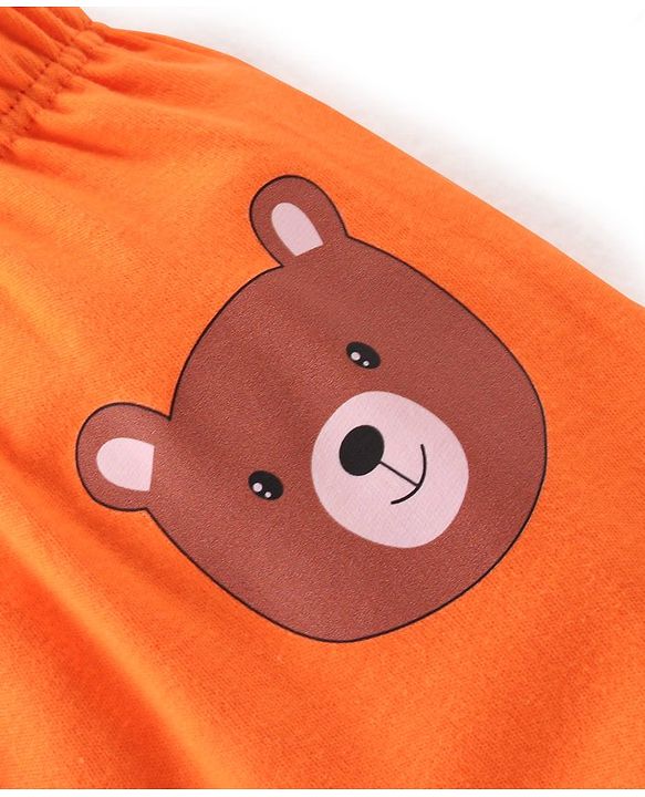 Babyhug Cotton Knit Full Length Striped & Koala Print Diaper Pants Pack of 3 - Orange & Green