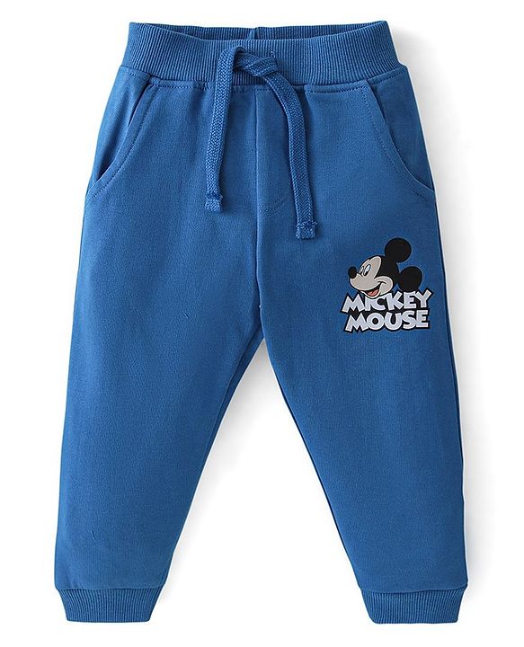 Babyhug Cotton Knit Full Sleeves  T-Shirt & Lounge Pant Set Mickey Print - Blue