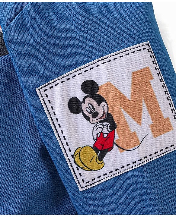 Babyhug Cotton Knit Full Sleeves  T-Shirt & Lounge Pant Set Mickey Print - Blue