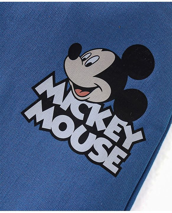 Babyhug Cotton Knit Full Sleeves  T-Shirt & Lounge Pant Set Mickey Print - Blue