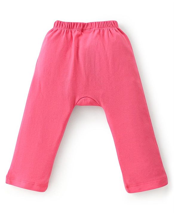 Babyhug Cotton Knit Full Length Bunny Print Diaper Pants Pack of 3 - Red Blue & Pink