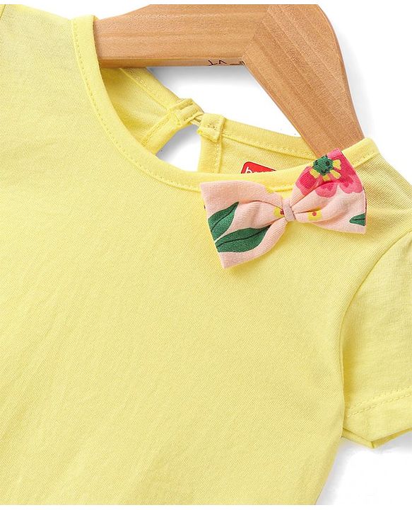 Babyhug Single Jersey Knit Half Sleeves Frock With Floral Print Pack Of 2 - Multicolor