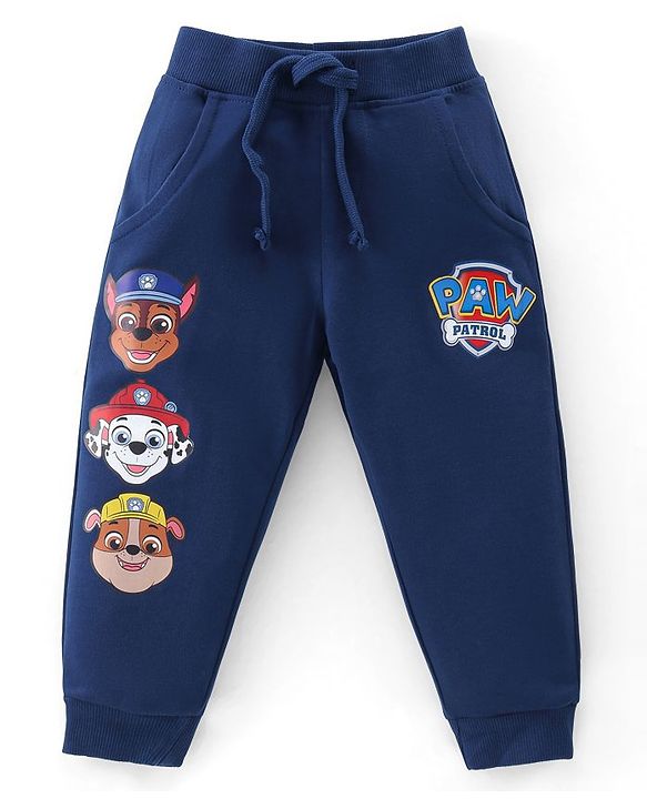 Babyhug Cotton Knit  Full Sleeves Paw Patrol Printed T-Shirt & Lounge Pant Set - Blue & White