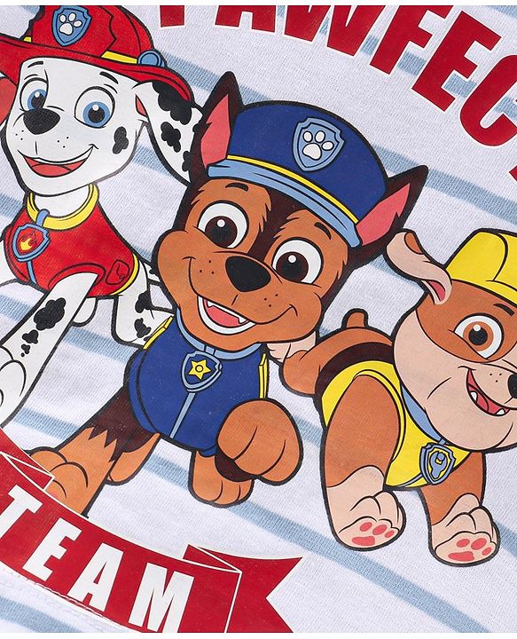 Babyhug Cotton Knit  Full Sleeves Paw Patrol Printed T-Shirt & Lounge Pant Set - Blue & White