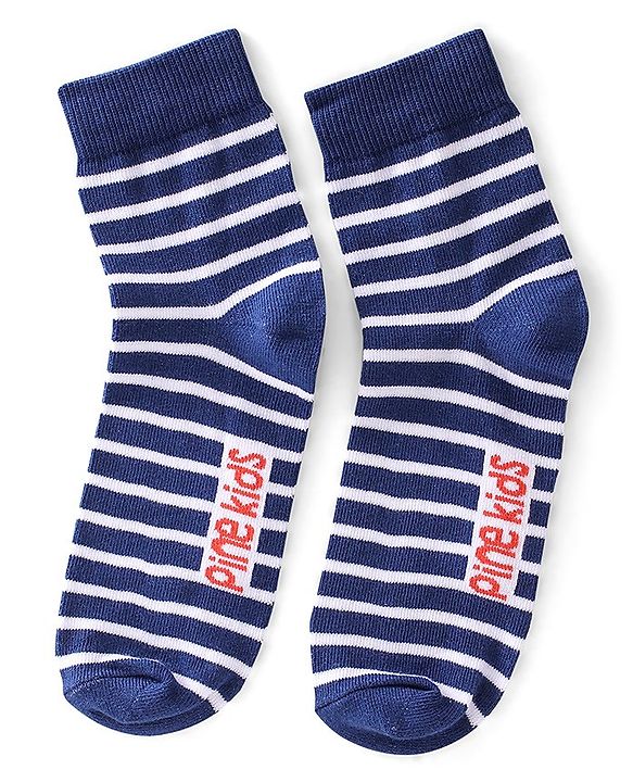 Pine Kids High Ankle Length Striped & Basketball Design Socks Pack of 3 - Multicolour