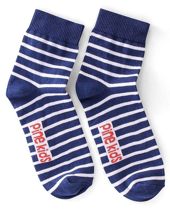 Pine Kids High Ankle Length Striped & Basketball Design Socks Pack of 3 - Multicolour