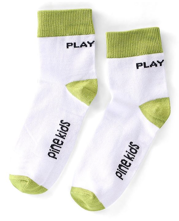 Pine Kids High Ankle Length Text Design Socks Pack of 3 - Multicolour