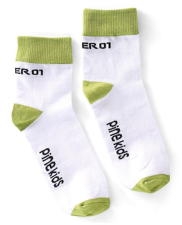 Pine Kids High Ankle Length Text Design Socks Pack of 3 - Multicolour