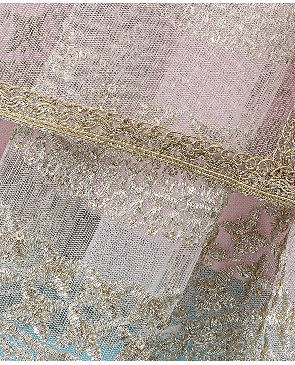Babyhug Sleeveless Sequenced Choli with Net Embroidred Lehenga and Dupatta Set - Pink