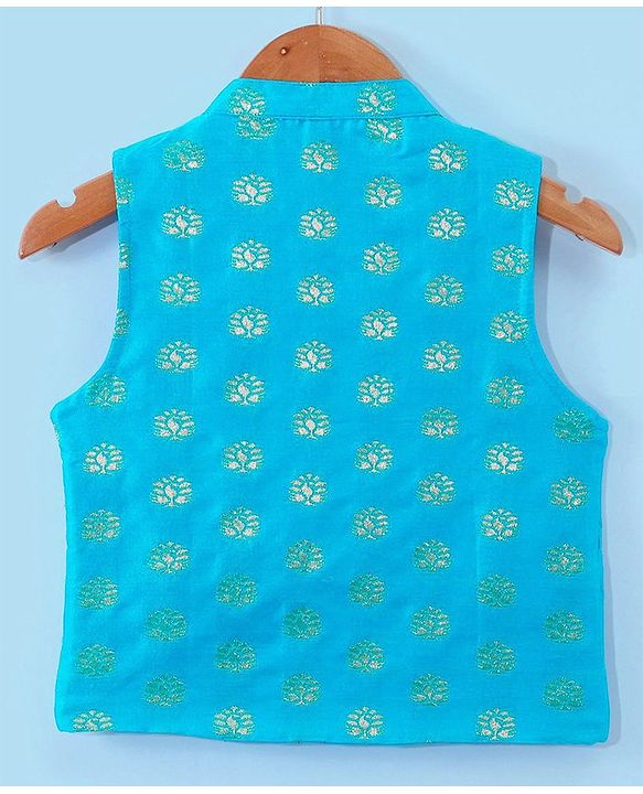 Babyhug Cotton Full Sleeves Kurta Pyjama Set with Printed  Jacket - White